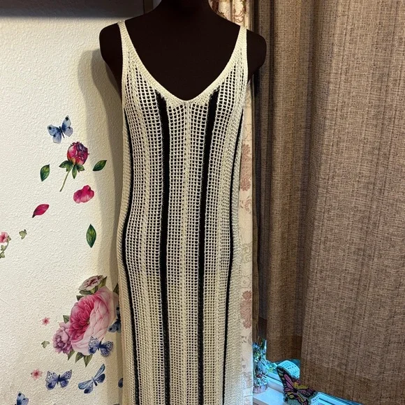 a new day | Dresses | A New Day Sleeveless Black And Cream Crochet Maxi  Dress Size S | Poshmark